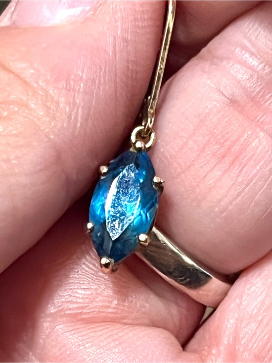 Vintage Jewelry - Vintage 925 Sterling Silver London Blue Topaz Marquise Drop Earrings